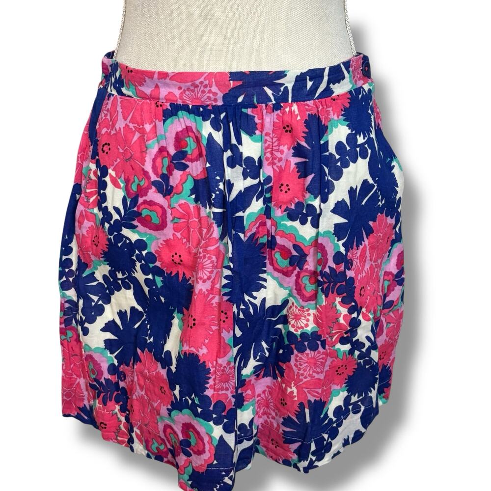 Lilly Pulitzer Blue & Pink Floral Skirt Size Medium